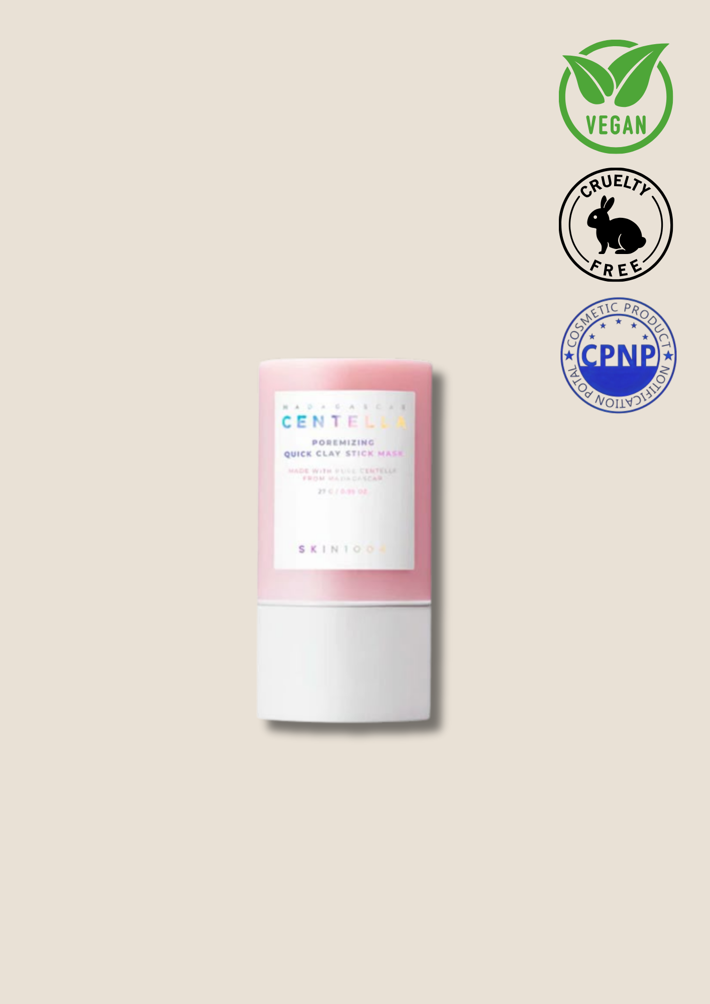 SKIN1004 – Madagascar Centella Poremizing Quick Clay Stick Mask 27g - Masque Purifiant à l’Argile Rose &amp; à la Centella